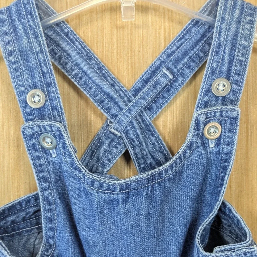 Class Club Baby Denim Overalls Girls 6M Blue Floral Pockets Vtg Retro‎ Cottage